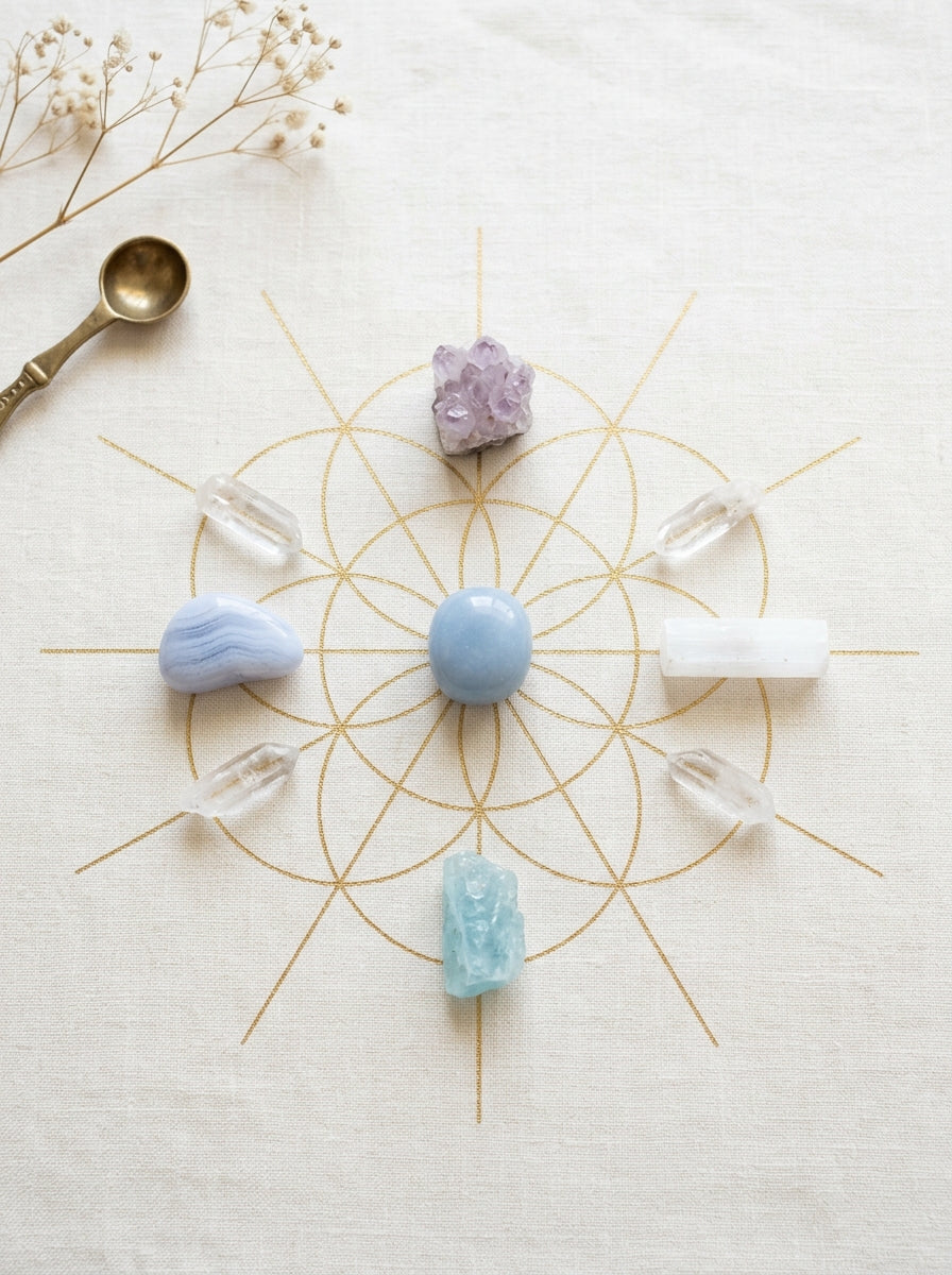 Angelite crystal grid