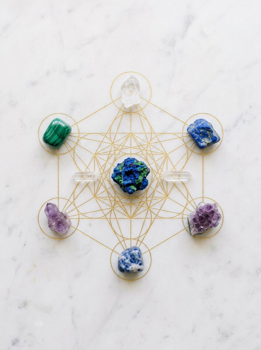 Azurite crystal grid