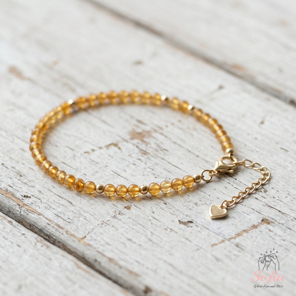 Citrine Bracelet Polished Beads | Minimalist Dainty Jewelry Stackable