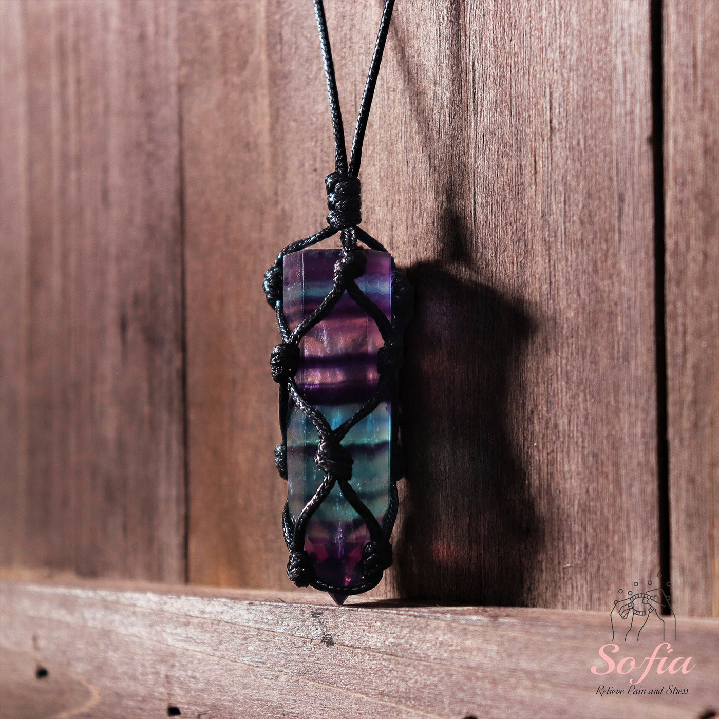 Rainbow Fluorite Necklace | Boho Crystal Pendant Jewelry