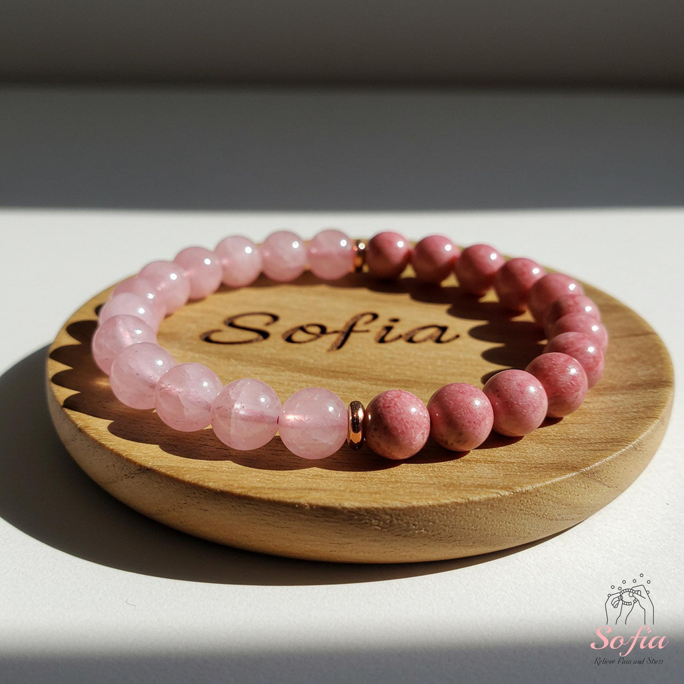 Rhodonite & Rose Quartz Bracelet | Crystal Jewelry
