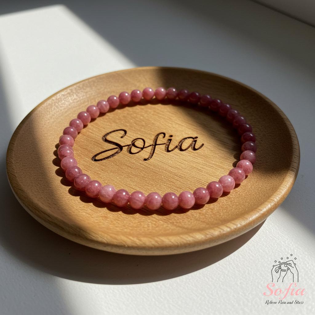 4MM Pink Rhodonite Bracelet | Dainty Beaded Crystal Jewelry