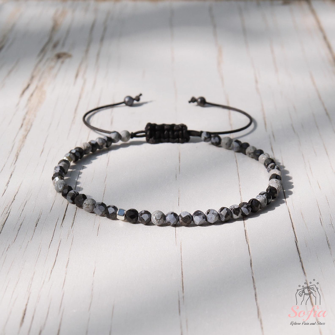Snowfllake Obsidian Bracelet | Delicate Layering Gemstone Jewelry