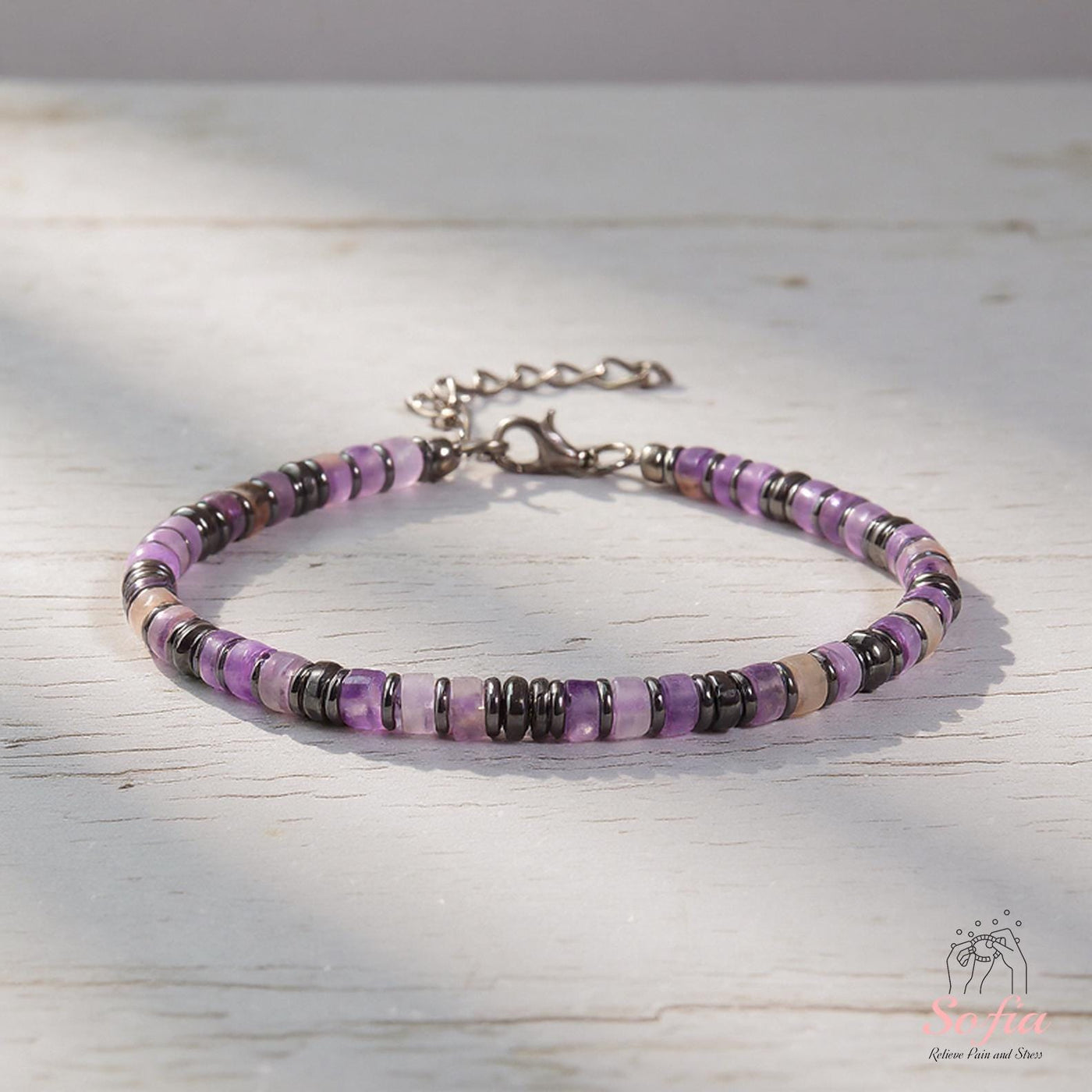 Amethyst & Hematite Bracelet | Crystal Jewelry