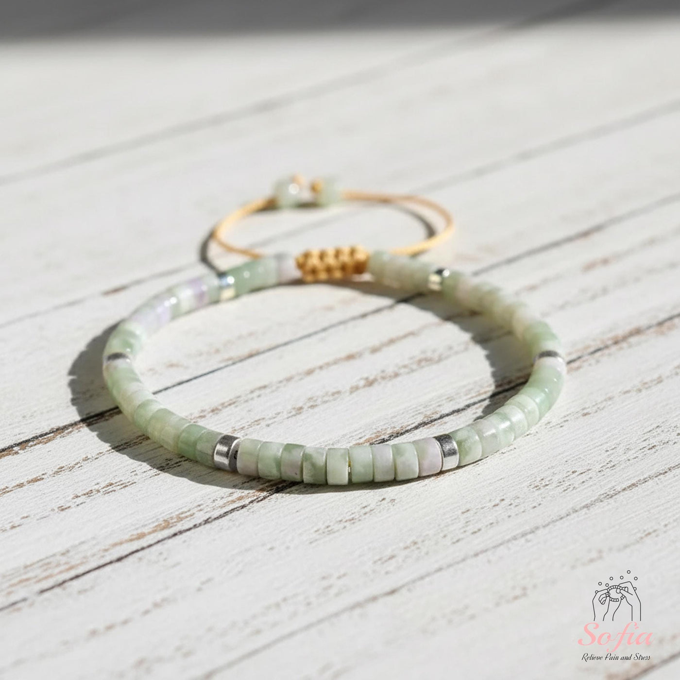 Green Jade Bracelet | Layering Gemstone Heishi Beaded Bracelets