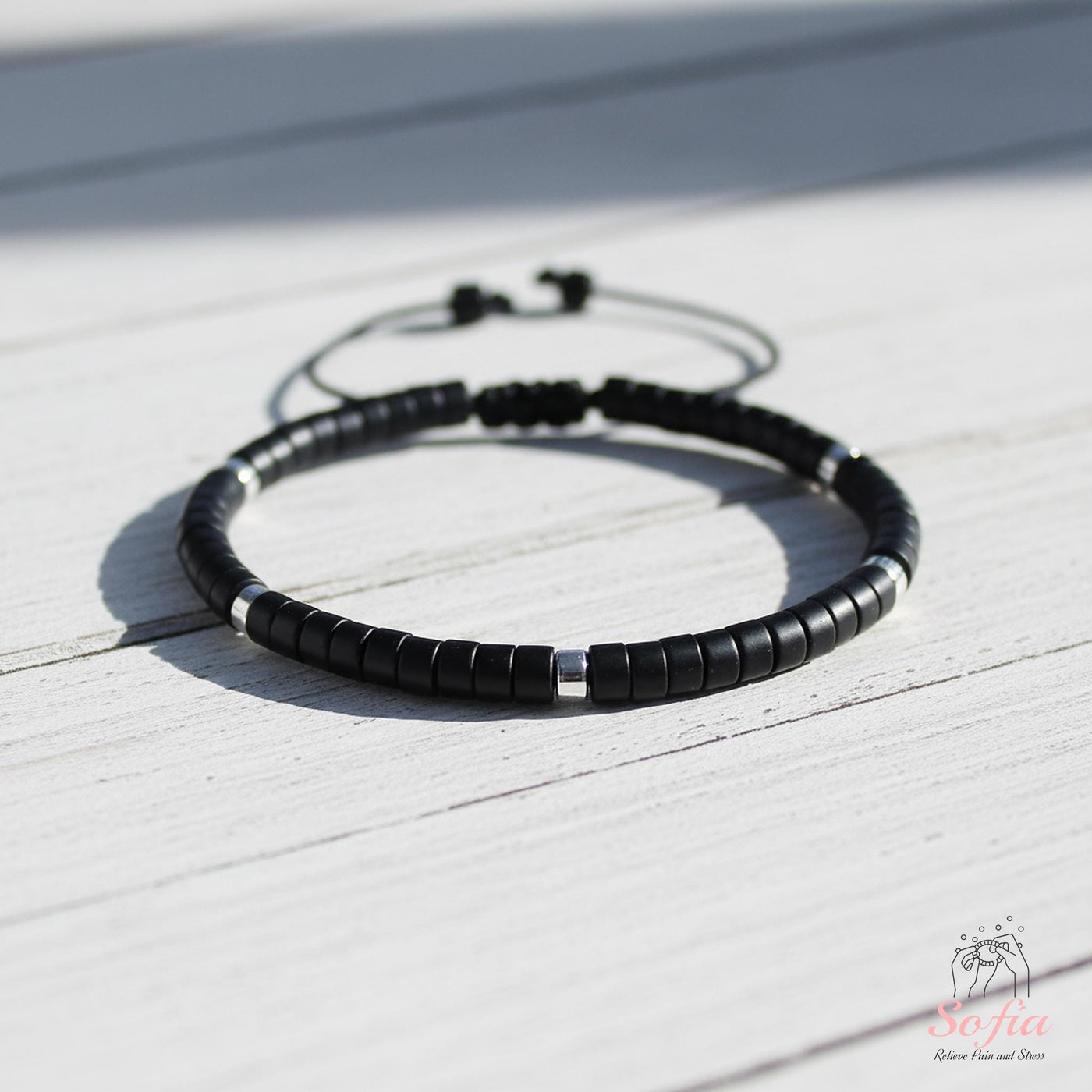 Black Onyx Bracelet | Layering Gemstone Heishi Beaded Bracelets