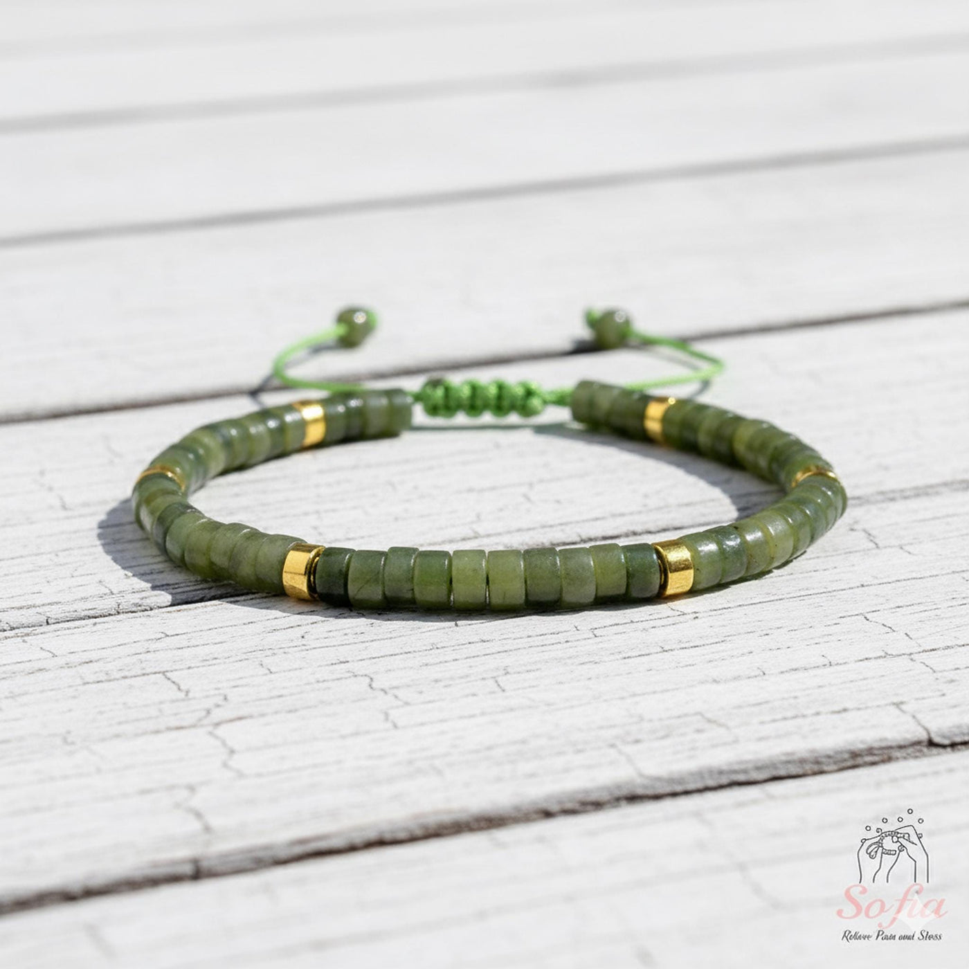 Nephrite Jade Bracelet | Layering Gemstone Heishi Beaded Bracelets