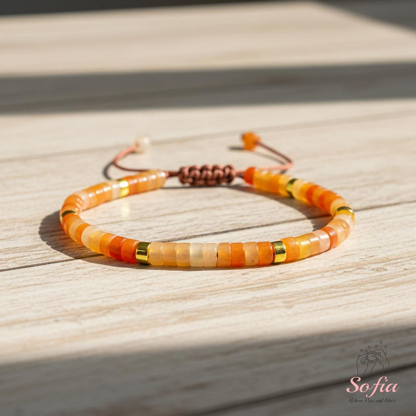Carnelian Bracelet | Layering Gemstone Heishi Beaded Bracelets