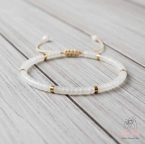 Clear Quartz Bracelet | Layering Gemstone Heishi Beaded Bracelets