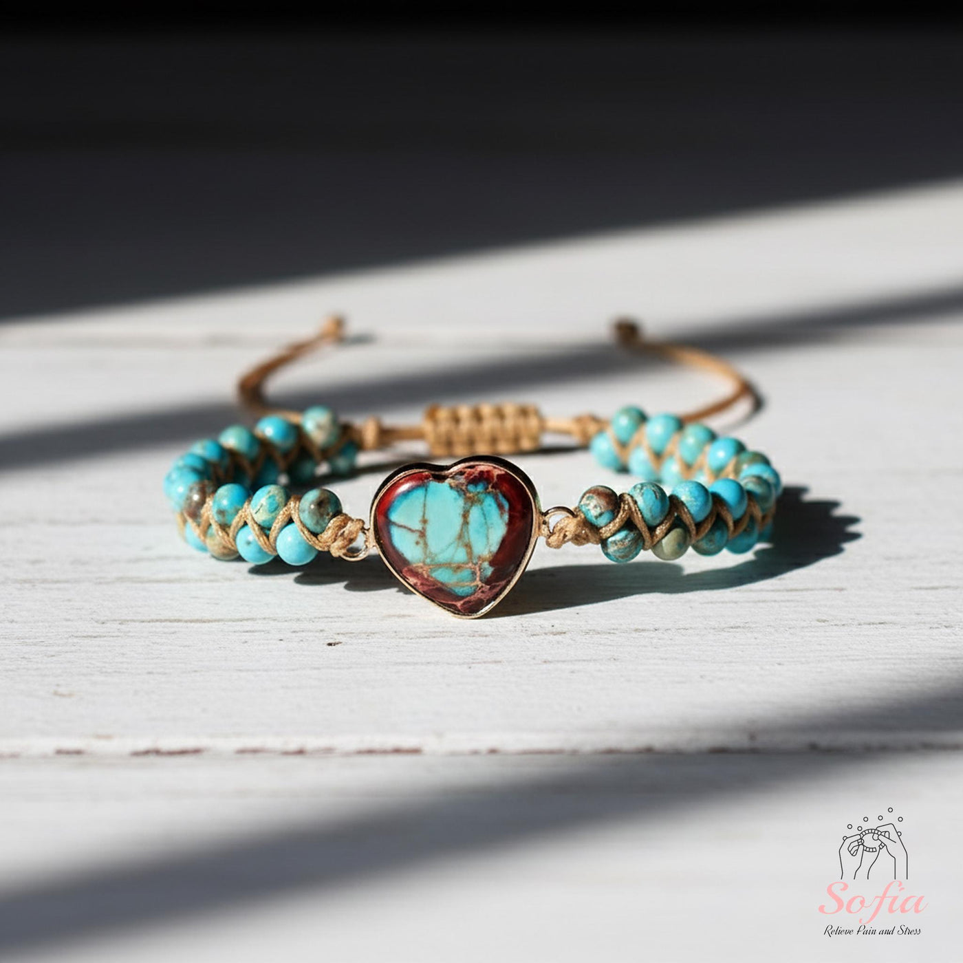 Turquoise Jasper Heart Bracelet | Layering Gemstone Jewelry