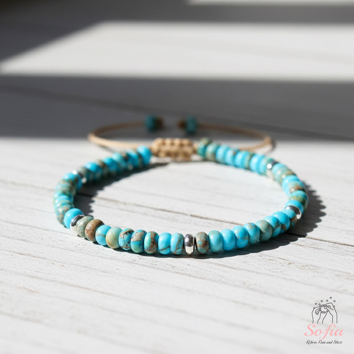 Turquoise Bracelet Rondelle Beads | Delicate Layering Gemstone Jewelry