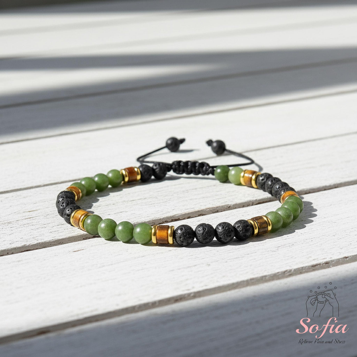 Jade & Lava Rock Bracelet | Delicate Layering Gemstone Jewelry