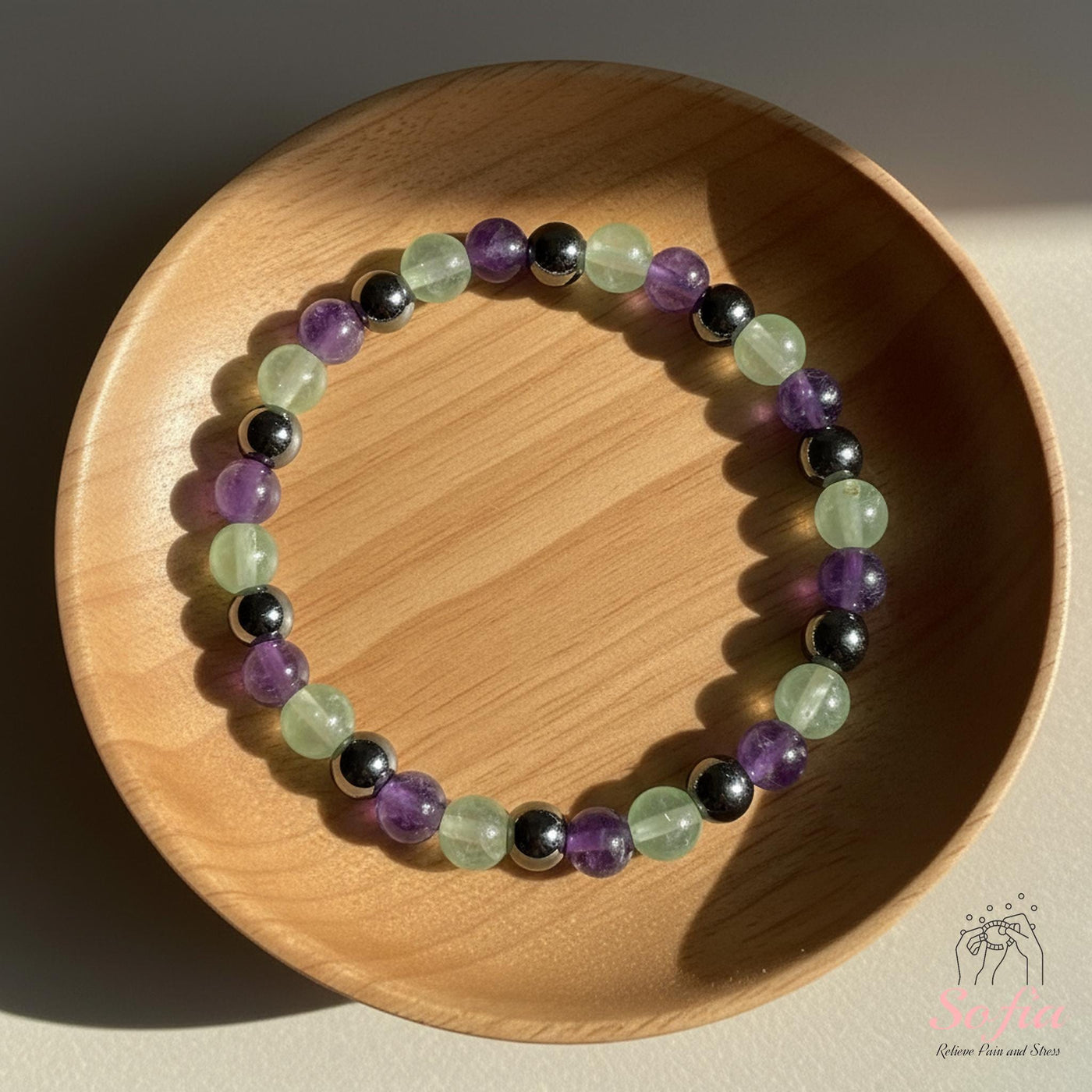 Amethyst & Fluorite Bracelet | Hematite Crystal Beaded Jewelry