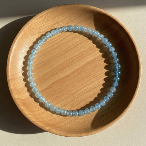 4MM Aquamarine Bracelet | Dainty Beaded Crystal Jewelry