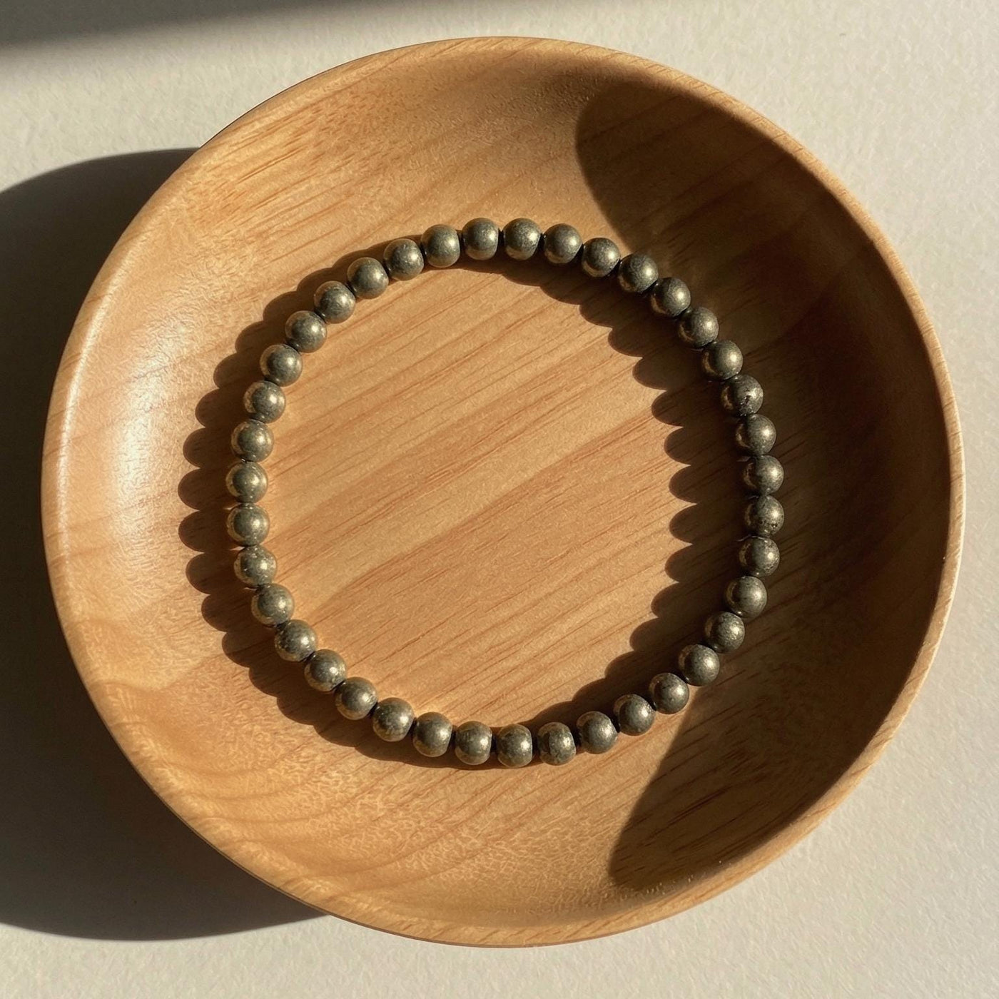 4MM Pyrite Bracelet | Dainty Beaded Crystal Jewelry