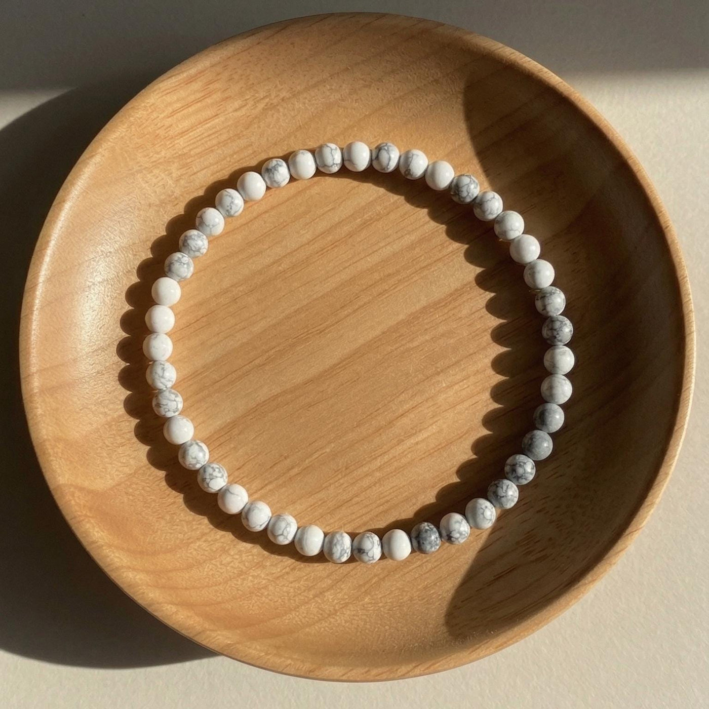 4MM Howlite Bracelet | Dainty Beaded Crystal Jewelry