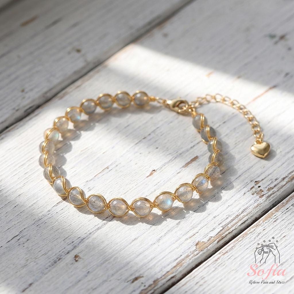 Moonstone Bracelet | Wire Wrapped Gold Jewelry