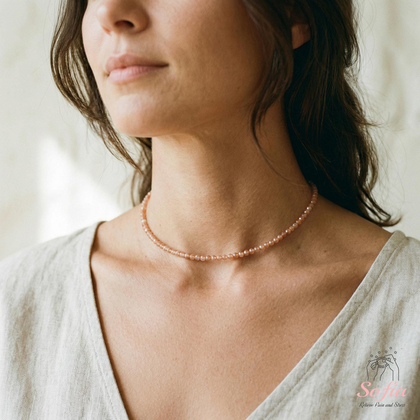 Sunstone Choker | Minimalist Dainty Crystal Beaded Necklace