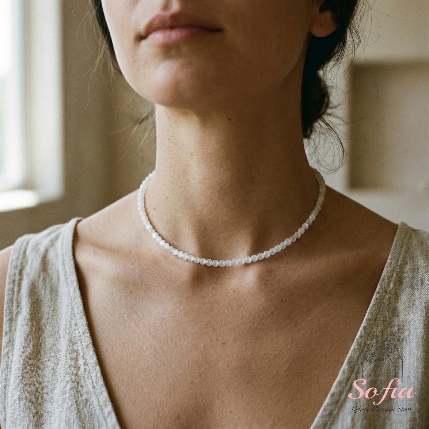 Selenite Necklace | 4MM Polished Beads Crystal Jewelry