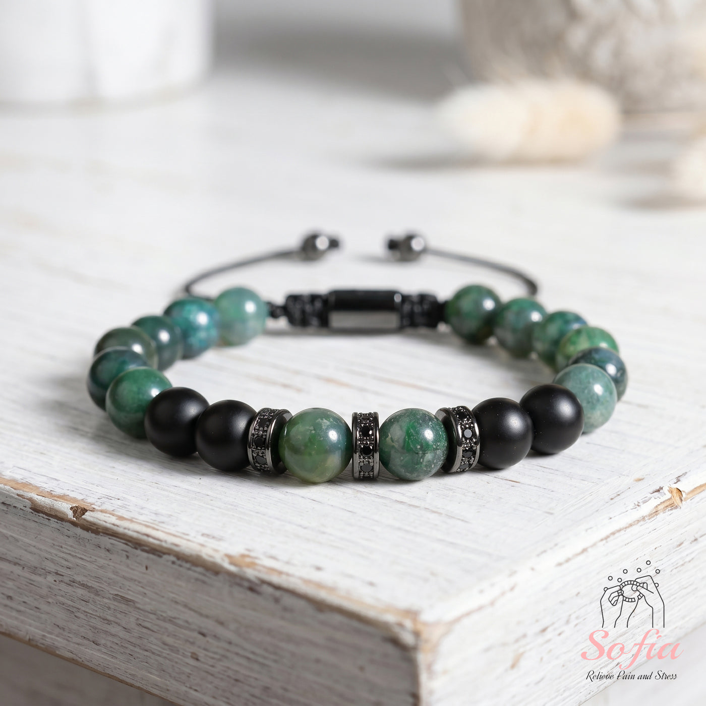 Jade & Onyx Beaded Bracelet | Layering Gemstone Jewelry