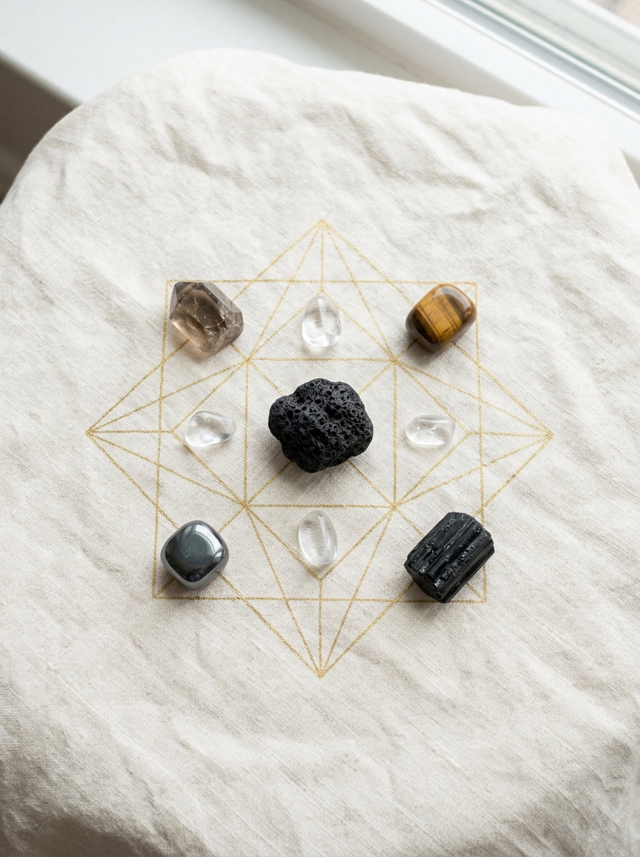 Lava Rock crystal grid