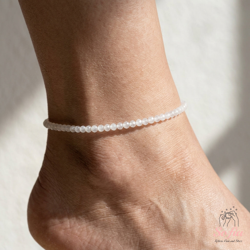 Moonstone Anklet | 3MM Faceted Beads | Dainty Crystal Jewelry
