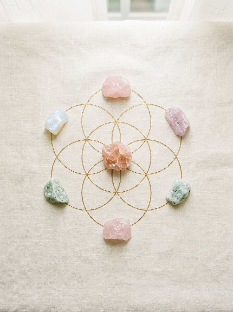 Morganite crystal grid