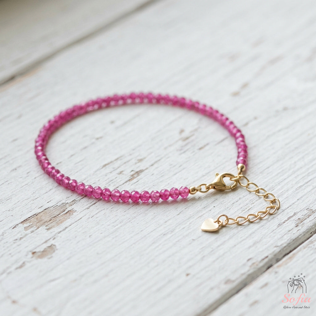 Armband aus rosafarbenem Rubin | Minimalistischer filigraner stapelbarer Schmuck