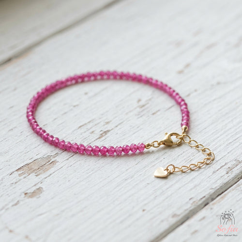 Pink Ruby Bracelet | Minimalist Dainty Jewelry Stackable