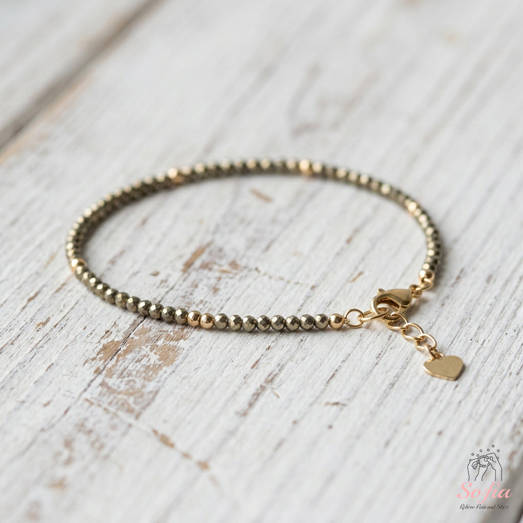 Pyrite Bracelet | Minimalist Dainty Jewelry Stackable