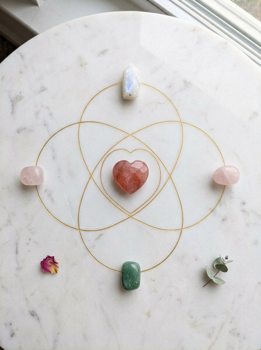Strawberry Quartz crystal grid