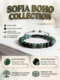 Jade & Onyx Beaded Bracelet | Layering Gemstone Jewelry