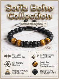 Tigers Eye & Black Onyx Bracelet | Layering Gemstone Jewelry