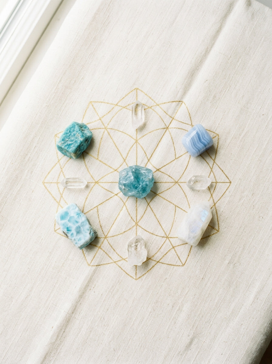 Aquamarine crystal grid