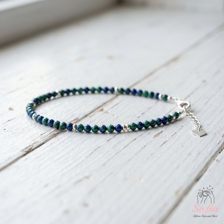 Azurite & Malachite Bracelet | Minimalist Dainty Jewelry Stackable