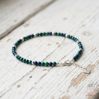Azurite & Malachite Bracelet | Minimalist Dainty Jewelry Stackable