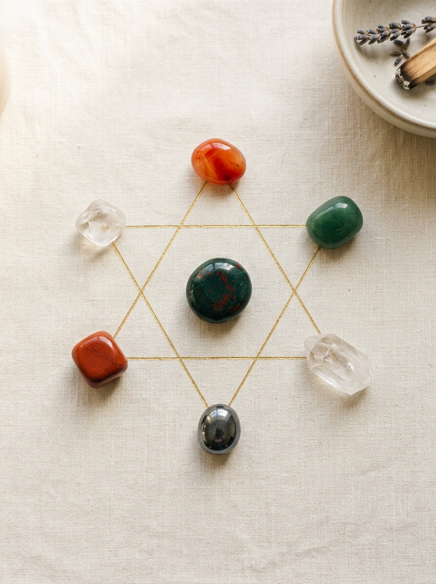 Bloodstone crystal grid