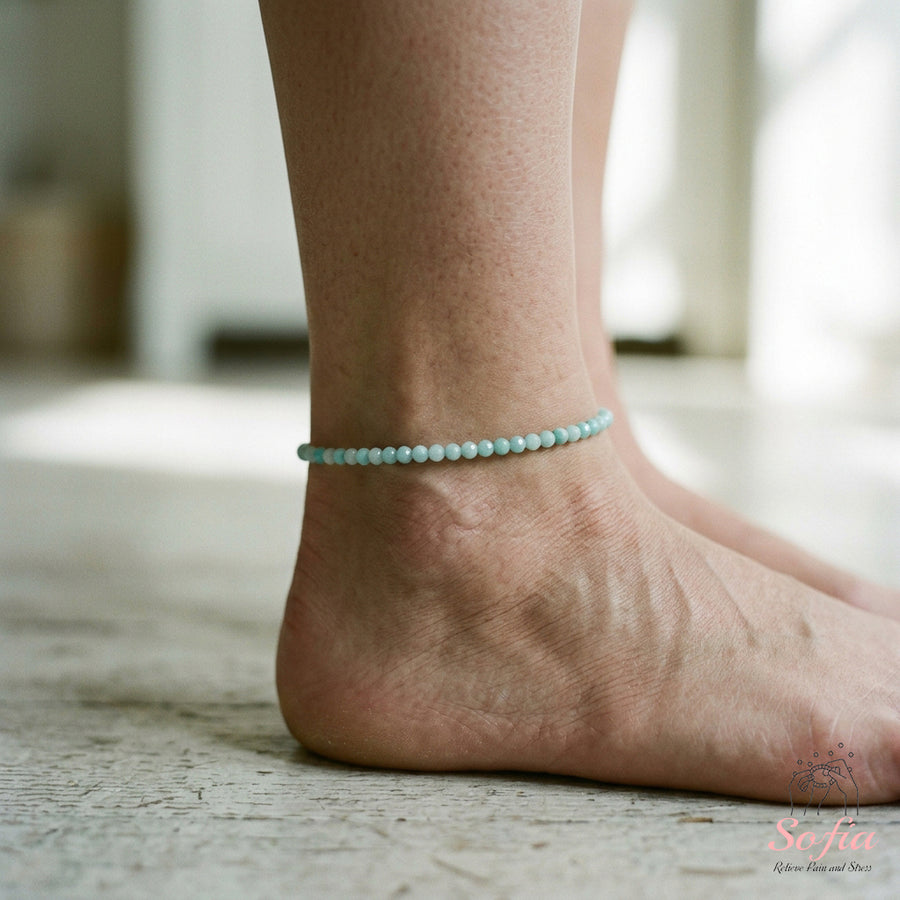 Amazonite Anklet | 2MM Faceted Beads | Dainty Summer Styling Accessories