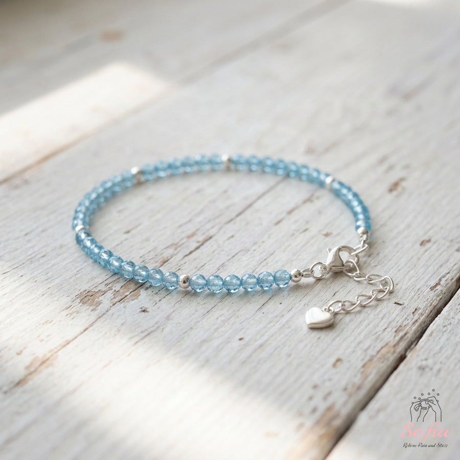 Blue Topaz Bracelet | Minimalist Dainty Jewelry Stackable