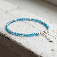 Blue Topaz Bracelet | Minimalist Dainty Jewelry Stackable