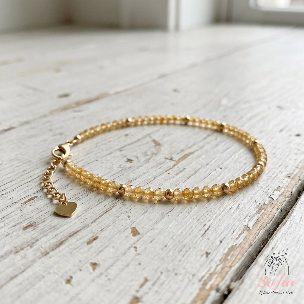 Citrine Bracelet | Minimalist Dainty Jewelry Stackable