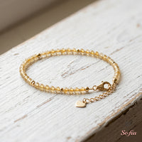 Citrine Bracelet Polished Beads | Minimalist Dainty Jewelry Stackable