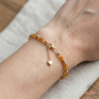 Citrine Bracelet Polished Beads | Minimalist Dainty Jewelry Stackable