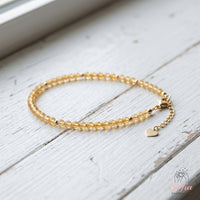 Citrine Bracelet Polished Beads | Minimalist Dainty Jewelry Stackable