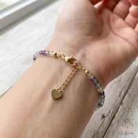 Rainbow Fluorite Bracelet | Minimalist Dainty Jewelry Stackable
