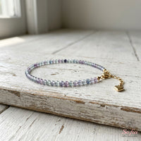 Rainbow Fluorite Bracelet | Minimalist Dainty Jewelry Stackable
