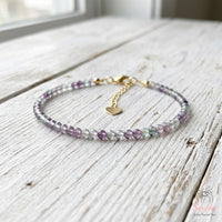 Rainbow Fluorite Bracelet | Minimalist Dainty Jewelry Stackable