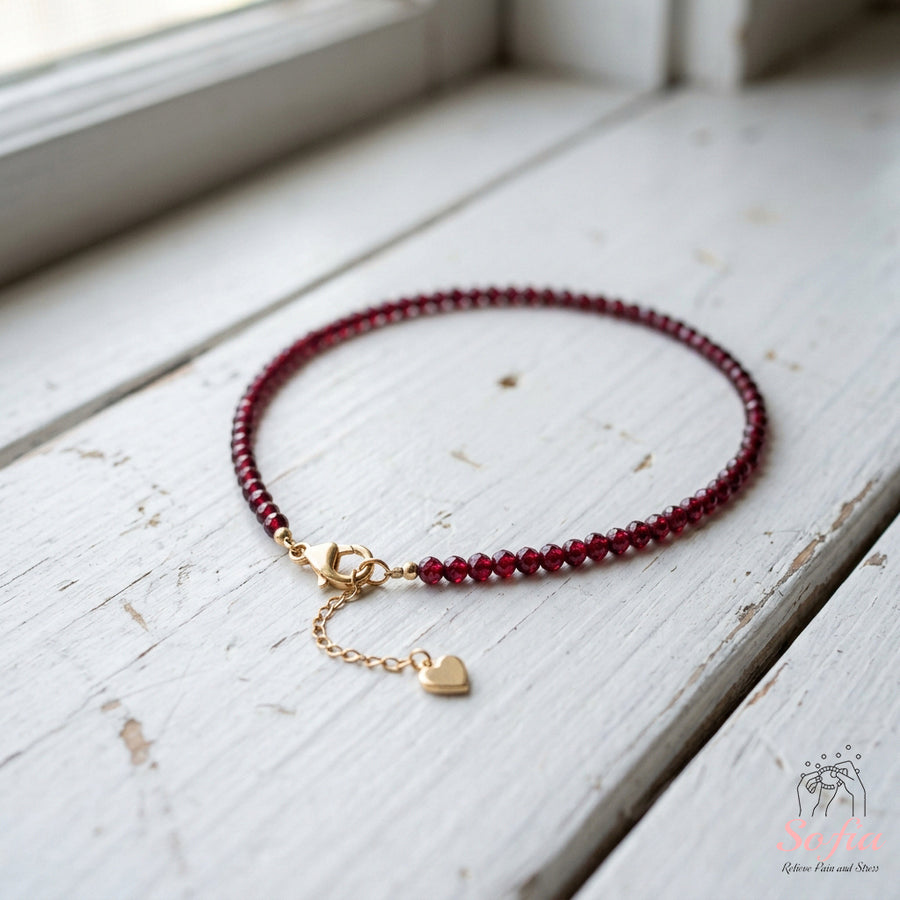 Garnet Bracelet | Minimalist Dainty Jewelry Stackable