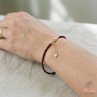 Garnet Bracelet | Minimalist Dainty Jewelry Stackable