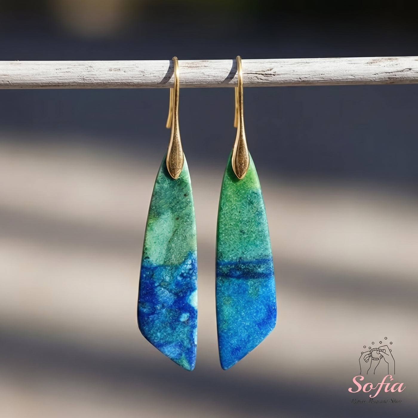 Azurite Earrings | Boho Drop Earring | Crystal Jewelry
